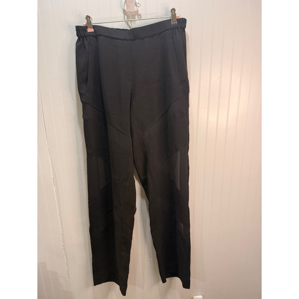BCBGMAXAZRIA Black Mesh Panel Tapered Trousers Elastic Waist Modern Pants Small